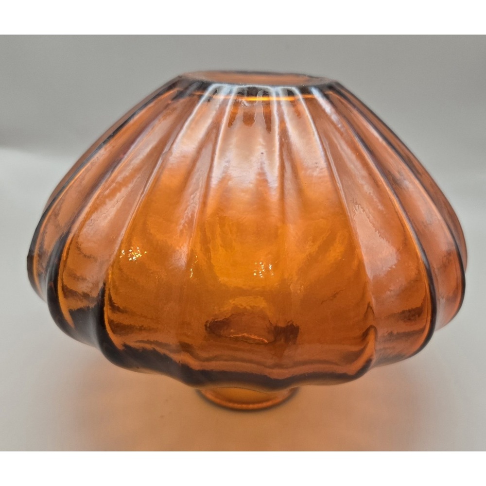 Vintage Vase Orange Gourd Shaped Ribbed Vase. 7" Wide - Picture 6 of 9